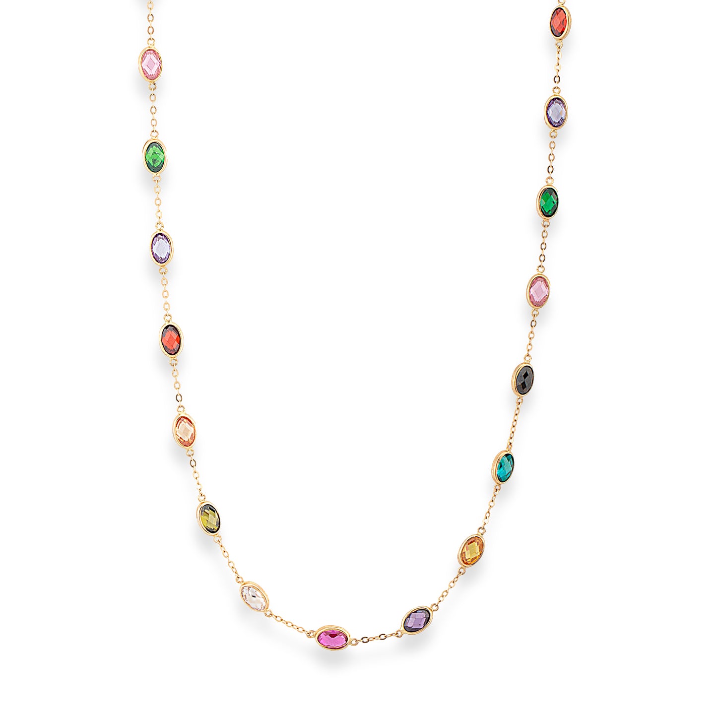 Renkli Oval Taşlı Kolye