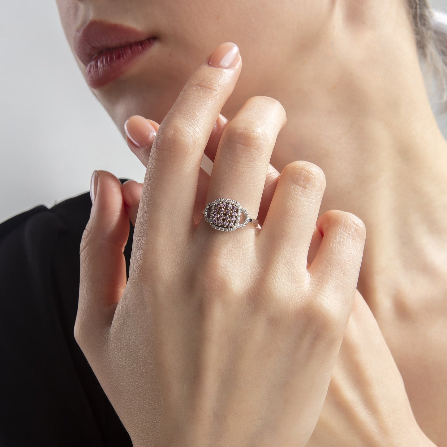 Pink Safirli Baget Yüzük